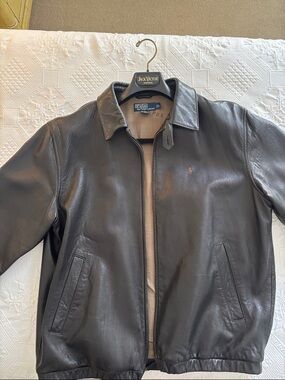 Polo by Ralph Lauren Men’s Dark Brown Leather Bomber Jacket